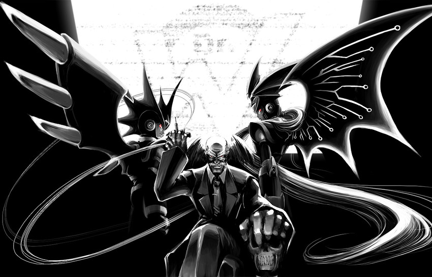 zero, bass, dr. wily, super bass, and absolute zero (mega man and 2 more) drawn by mochinue