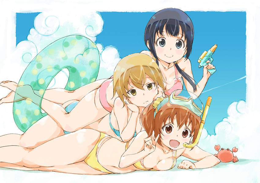 uehara ayuko, iwasawa saki, and amaya kanaka (aiura) drawn by hosoi_mieko