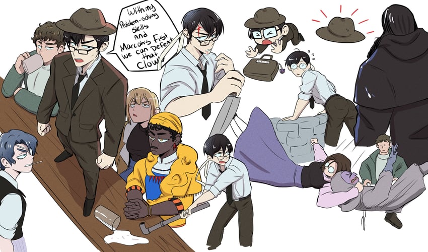 daan, karin, olivia, marcoh, o'saa, and 2 more (fear & hunger and 1 more) drawn by onac911