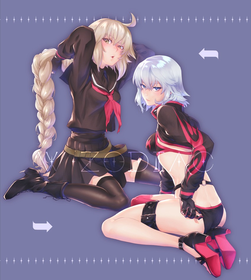 jeanne d'arc alter and sannomiya shiho (fate and 2 more) drawn by rukashio