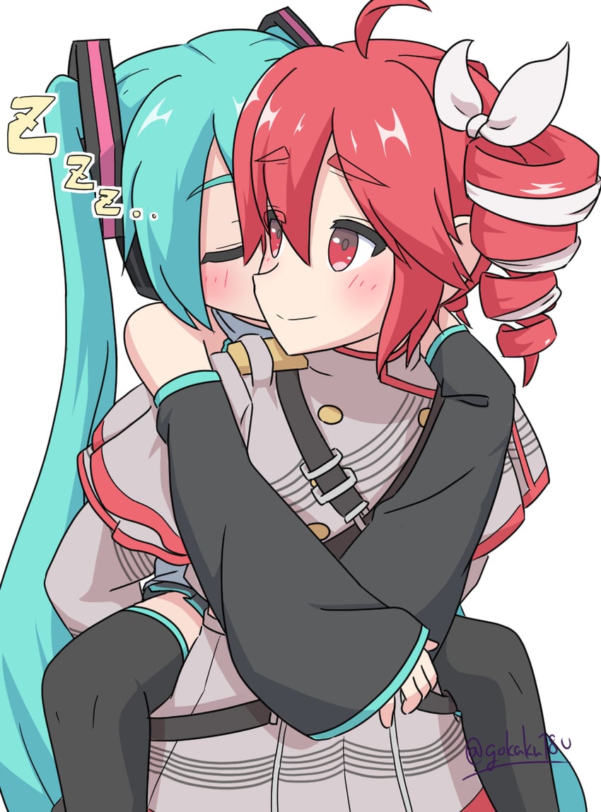 hatsune miku and kasane teto (vocaloid and 2 more) drawn by gokaku180