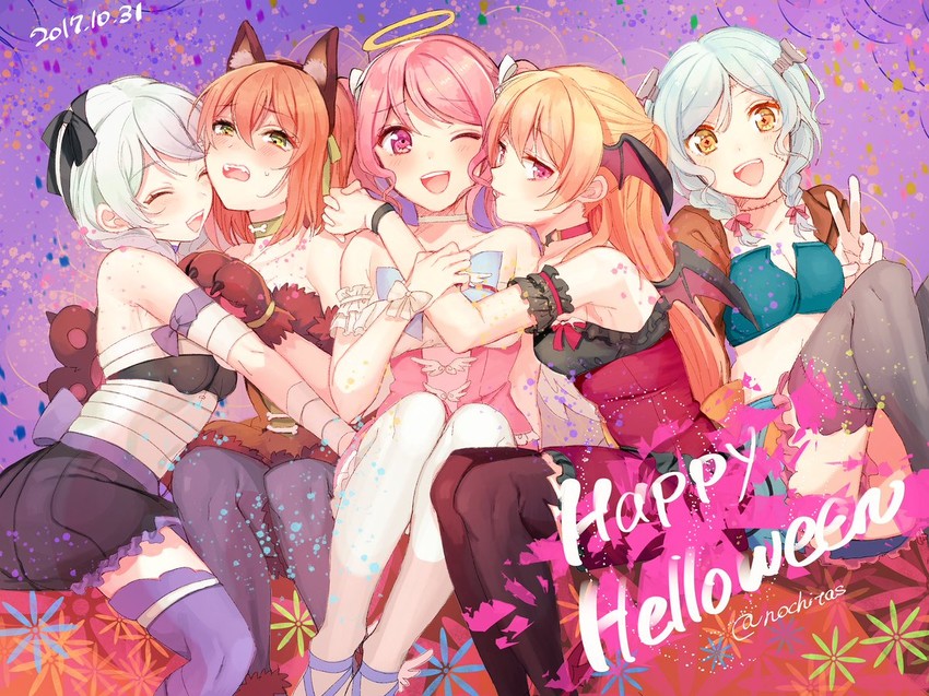 hikawa hina, maruyama aya, shirasagi chisato, wakamiya eve, and yamato maya (bang dream!) drawn by nochita_shin