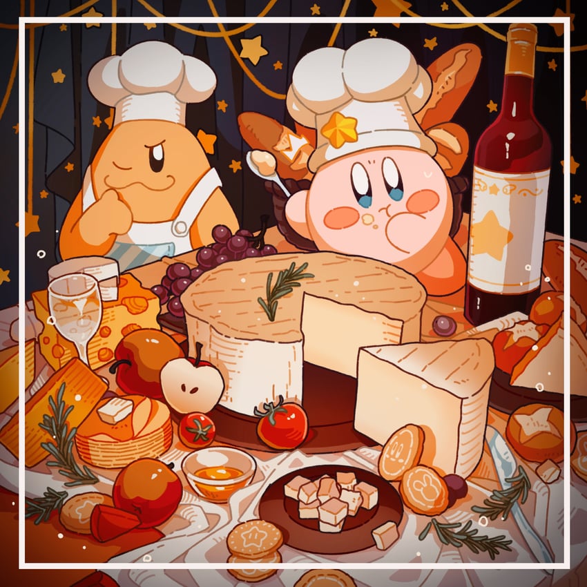 kirby, chef kawasaki, and cook kirby (kirby) drawn by glef_life