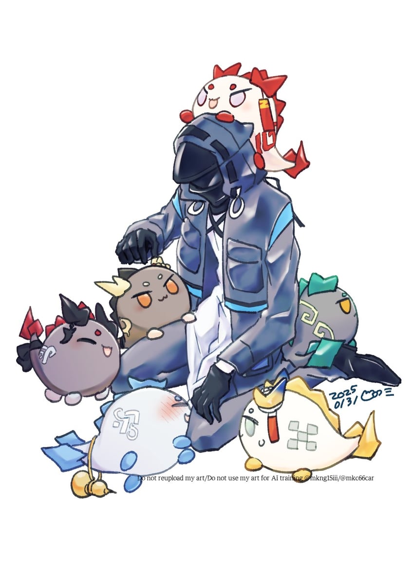 doctor, shu, dusk, nian, ling, and 2 more (arknights) drawn by kaeruka-