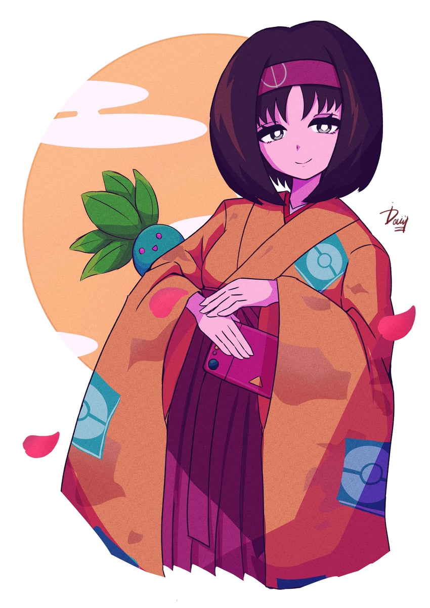 erika and oddish (pokemon and 1 more) drawn by ida_(idalol490)