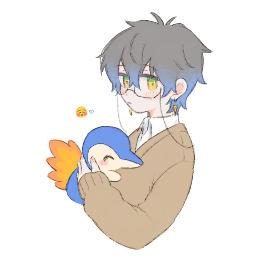 cyndaquil and ike eveland (pokemon and 2 more) drawn by meat_(1229)