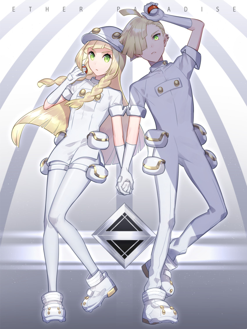 lillie and gladion (pokemon and 1 more) drawn by mikko_(mim_mikko)