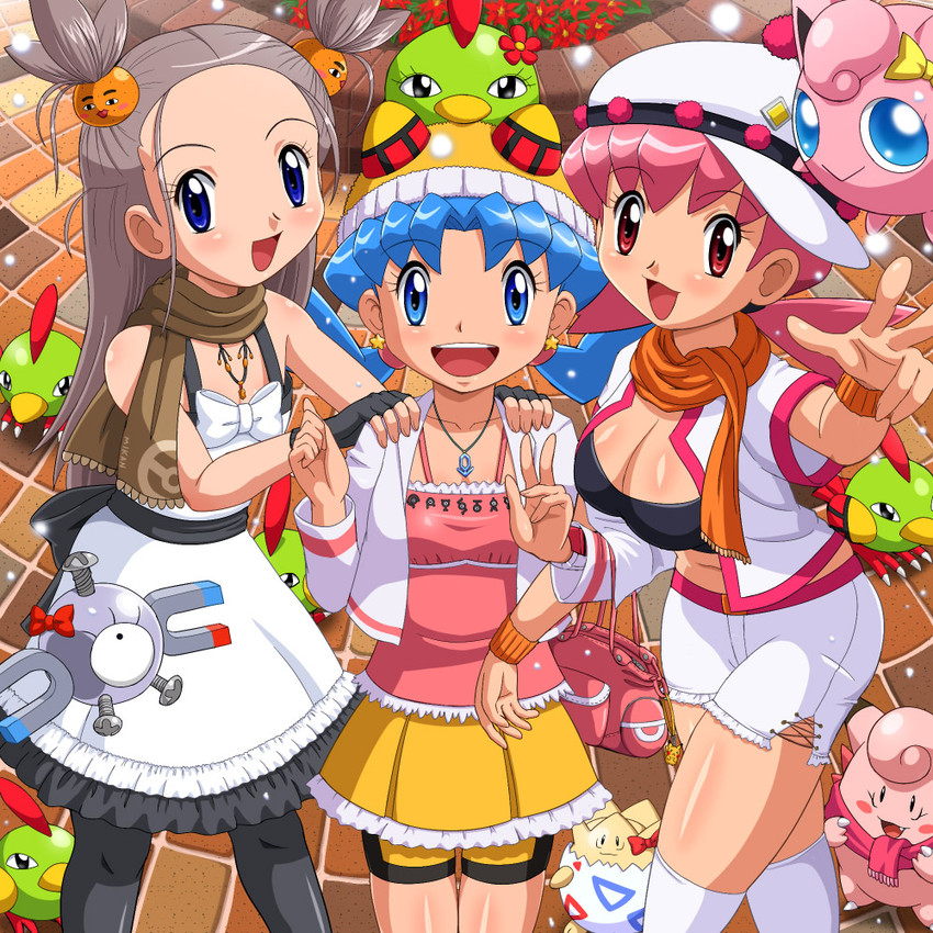 pikachu, jigglypuff, kris, magnemite, clefairy, and 13 more (pokemon and 1 more) drawn by pokemoa