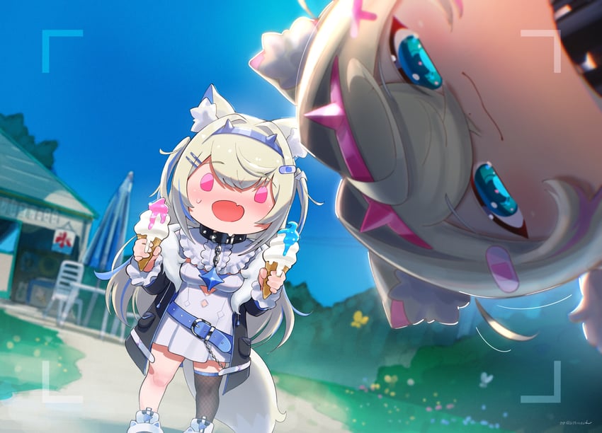 fuwawa abyssgard and mococo abyssgard (hololive and 1 more) drawn by beleven