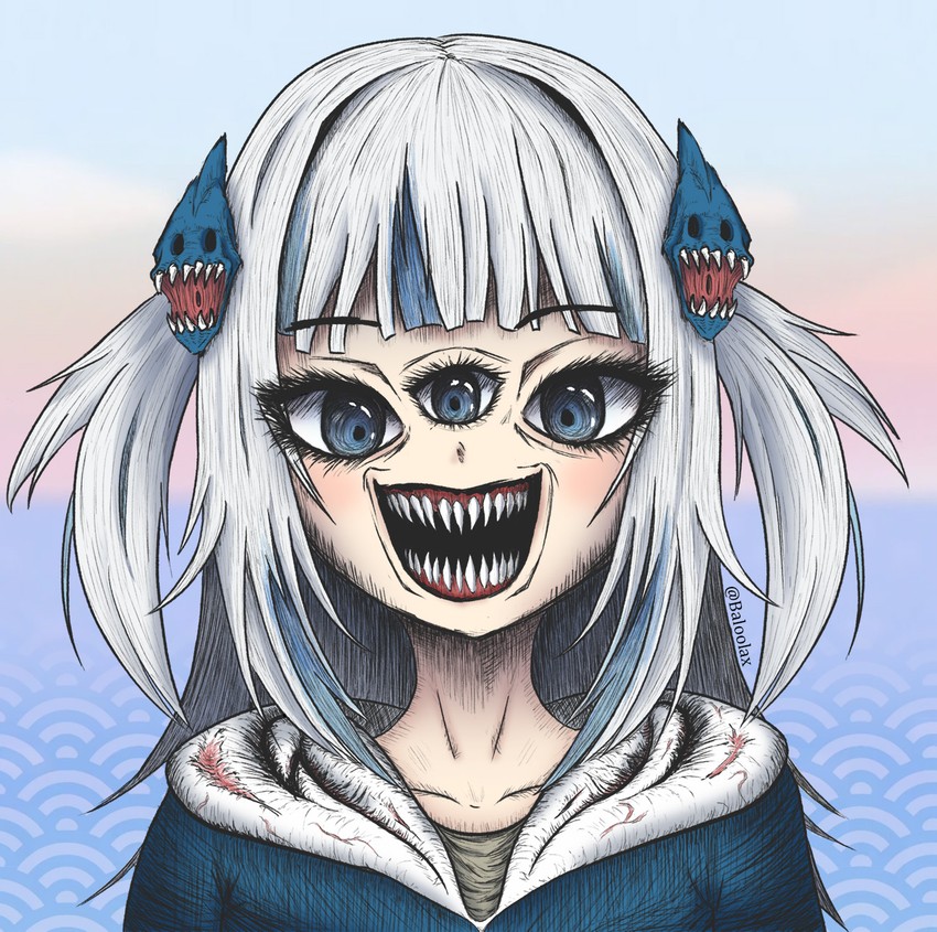 gawr gura (hololive and 1 more) drawn by baloolax