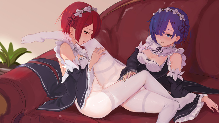 rem and ram (re:zero kara hajimeru isekai seikatsu) drawn by magic_xiang