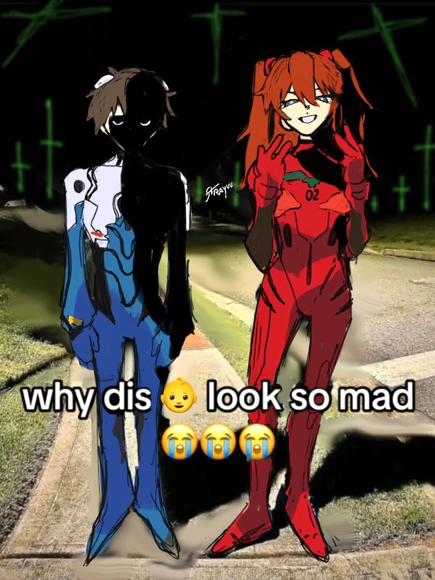 souryuu asuka langley and ikari shinji (neon genesis evangelion) drawn by strayuu