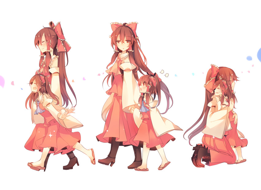 hakurei reimu and sendai hakurei no miko (touhou) drawn by kirero