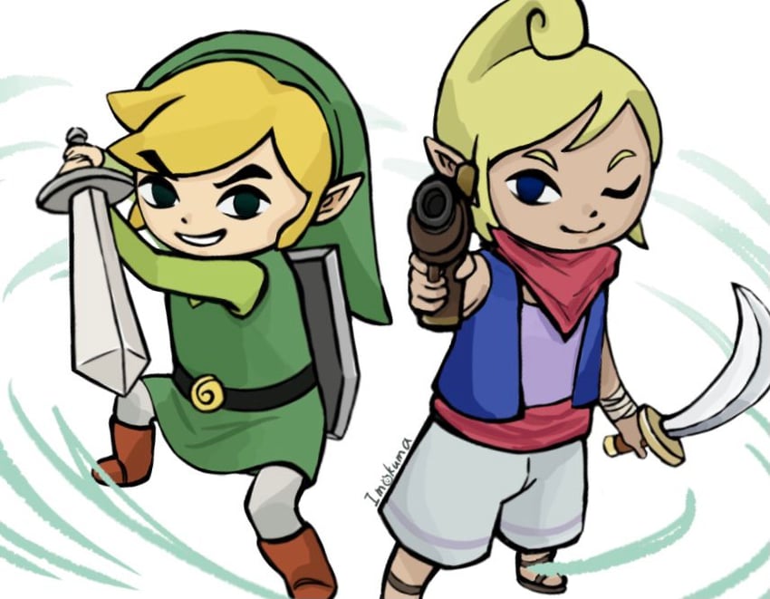 link, toon link, and tetra (the legend of zelda and 1 more) drawn by imokuma