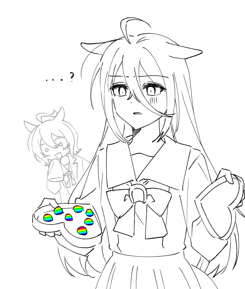 agnes tachyon and manhattan cafe (umamusume) drawn by duck_sal