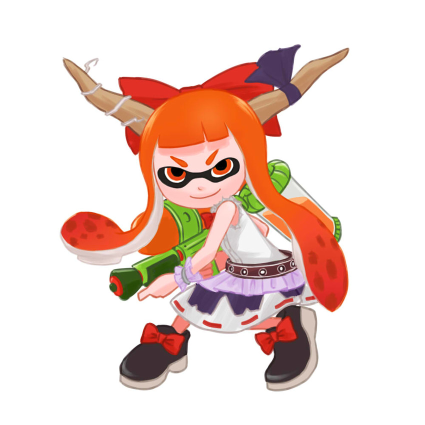ibuki suika, inkling player character, and inkling girl (touhou and 2 more) drawn by batta_(ijigen_debris)