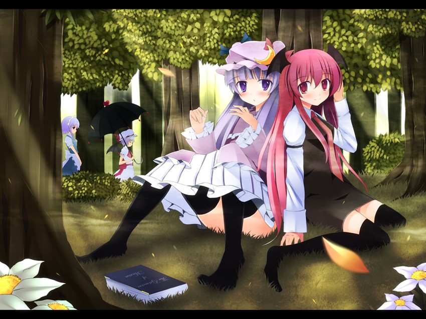 remilia scarlet, izayoi sakuya, patchouli knowledge, and koakuma (touhou) drawn by azure_(capriccio)