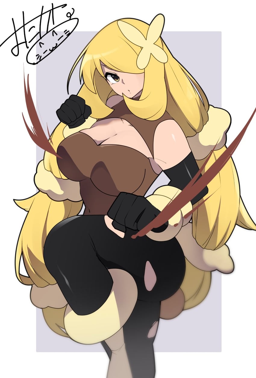 cynthia, lopunny, and mega lopunny (pokemon and 1 more) drawn by mituyota_76
