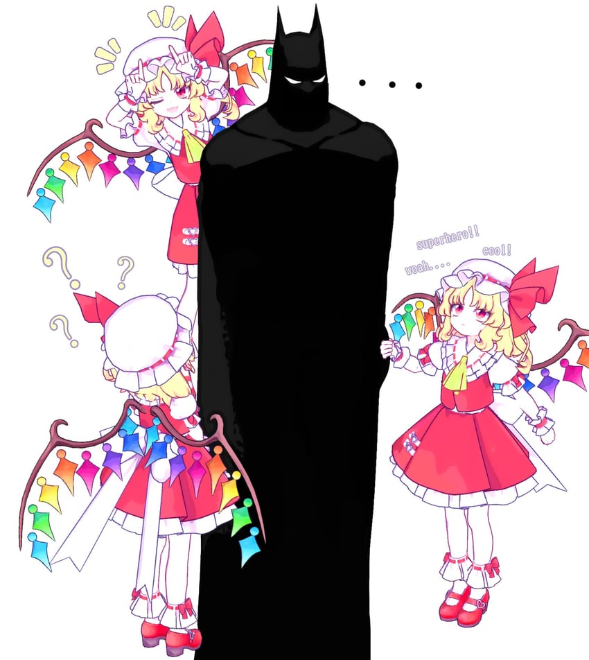 flandre scarlet and batman (touhou and 2 more) drawn by wrench_(superwrenching)