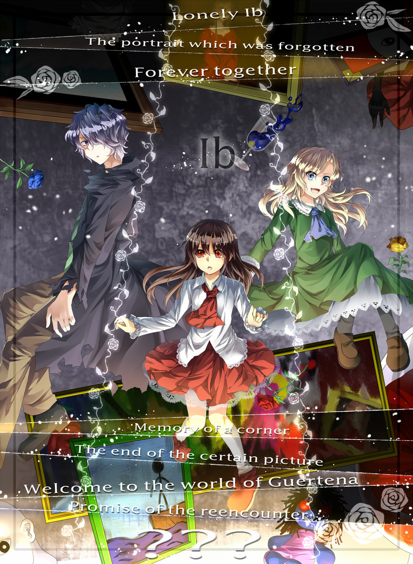 ib, mary, garry, and doll (ib) drawn by kuga_huna