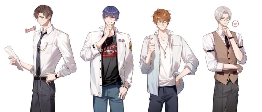 luke pearce, marius von hagen, artem wing, and vyn richter (tears of themis) drawn by menu_(shuzinnkoutyan_)