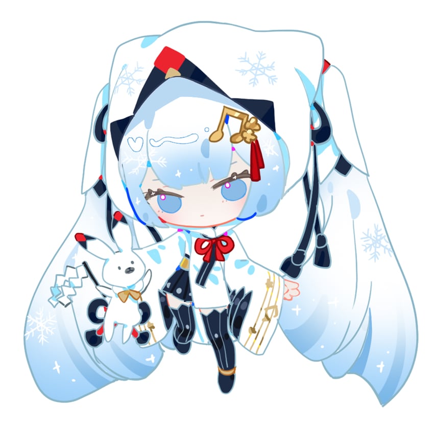hatsune miku, yuki miku, and rabbit yukine (vocaloid) drawn by indai_(3330425)