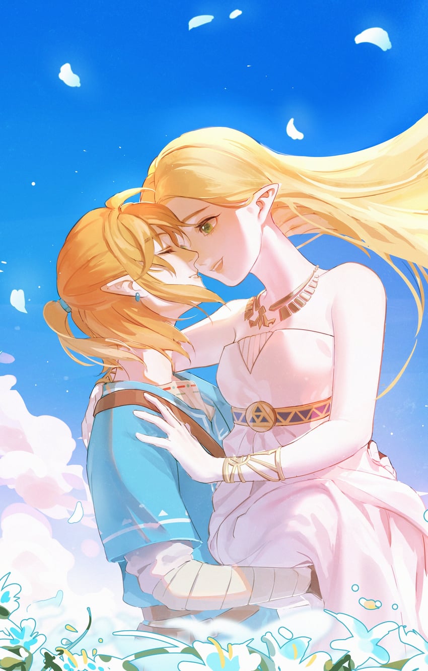 link and princess zelda (the legend of zelda and 1 more) drawn by neco_bubble