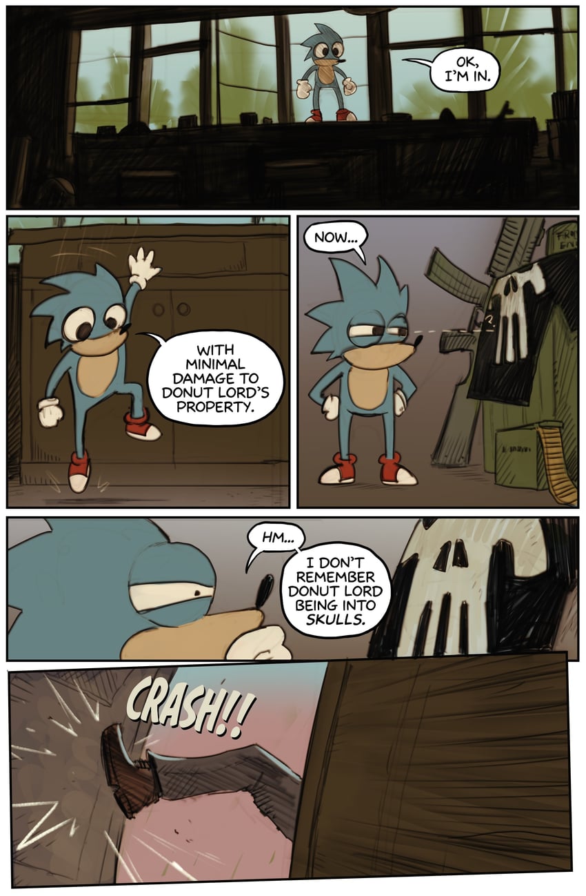 sonic the hedgehog and the punisher (marvel and 1 more) drawn by devilhs