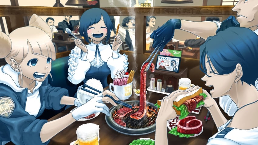 fukurai azami, meguriya ayumu, jasmine, yamada gasmask, tomiiri junzo, and 5 more (toshi densetsu kaitai center)