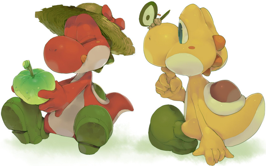 yoshi, doseisan, red yoshi, and yellow yoshi (mario and 1 more) drawn by koki_(ryoushikiha)