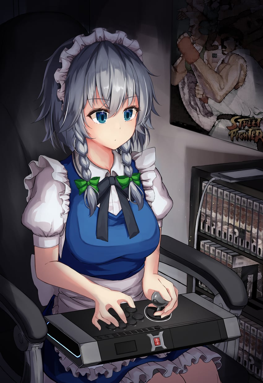 izayoi sakuya, ryu, and guile (touhou and 1 more) drawn by hira-san