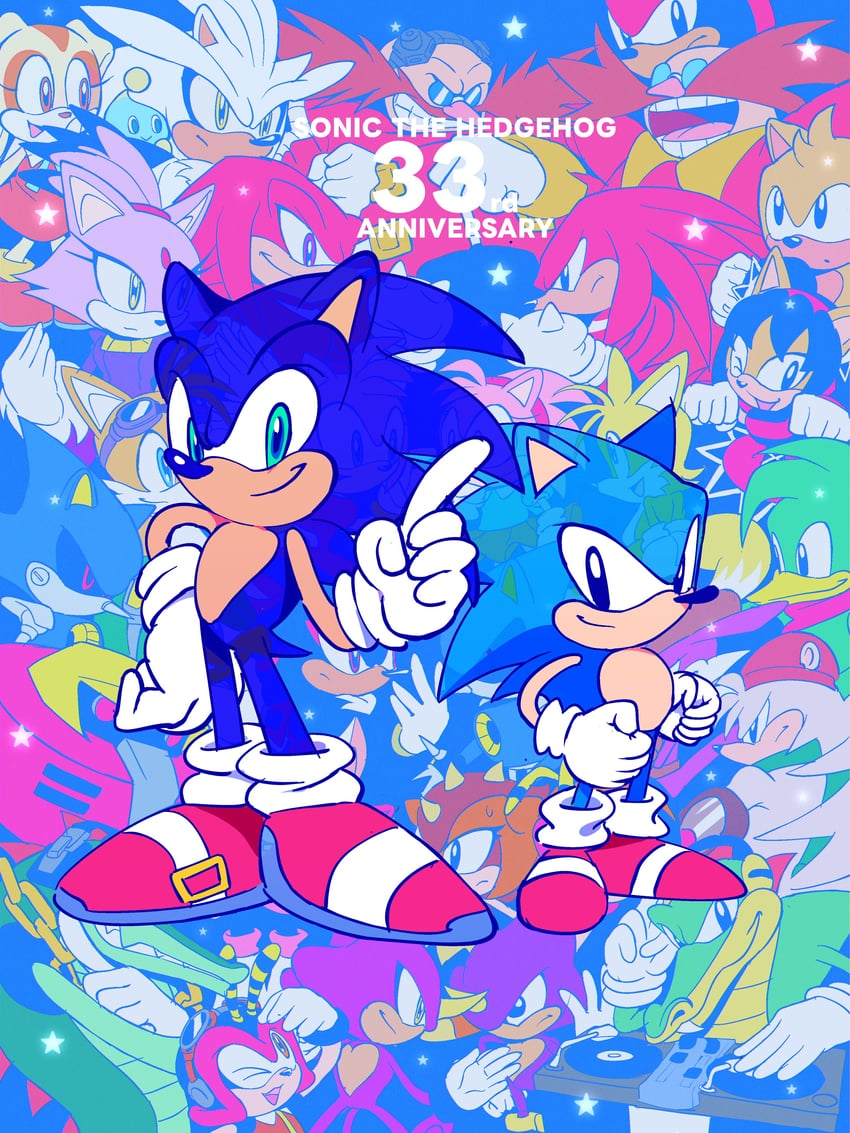 sonic the hedgehog, shadow the hedgehog, amy rose, blaze the cat, rouge the bat, and 27 more (sonic and 4 more) drawn by tokiwa757