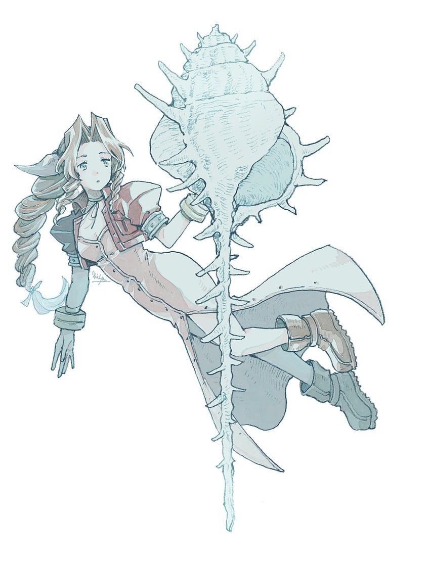 aerith gainsborough (final fantasy and 1 more) drawn by michibata_65
