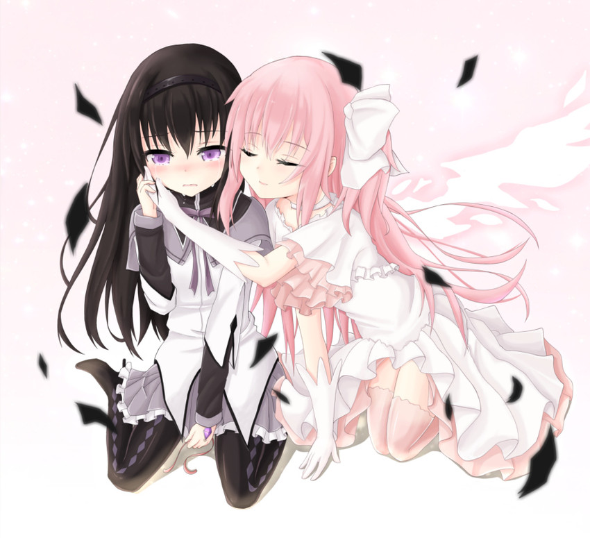 akemi homura, kaname madoka, and ultimate madoka (mahou shoujo madoka magica) drawn by rateratte