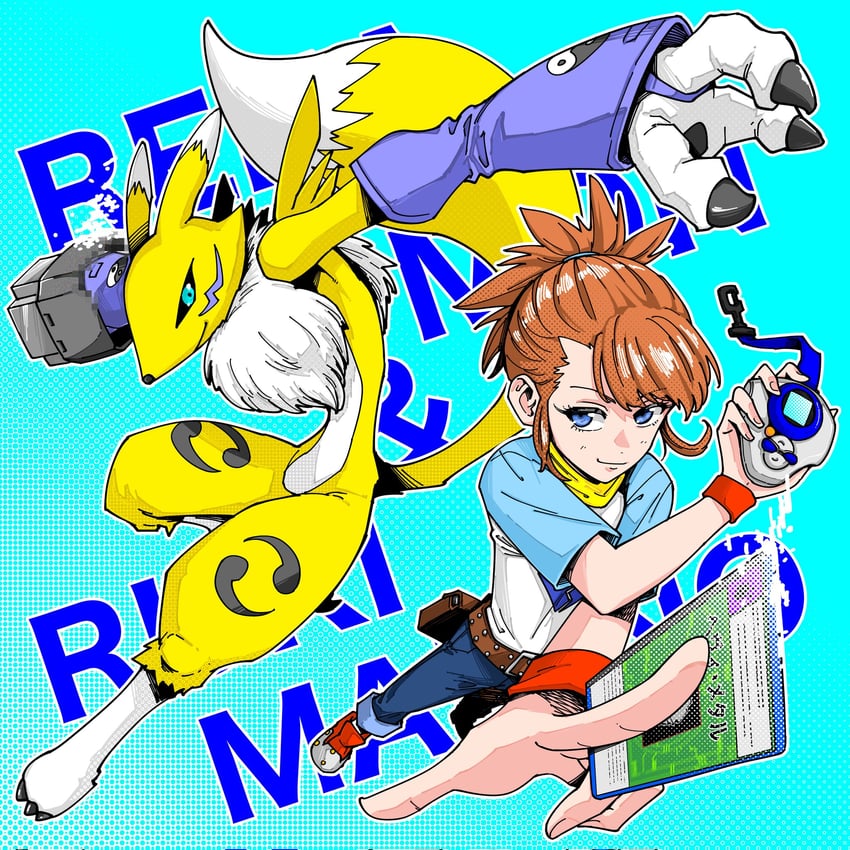 renamon and makino ruki (digimon and 1 more) drawn by eikenkobayashi