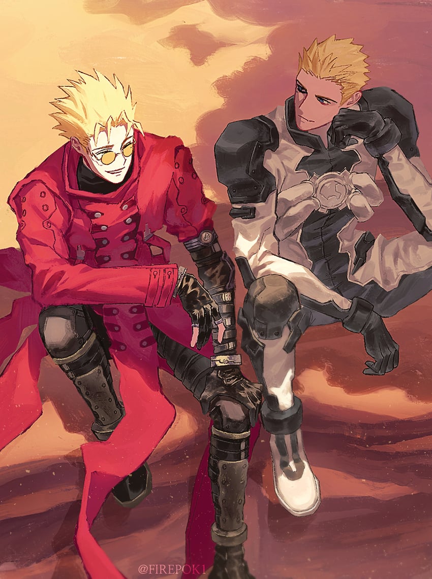 vash the stampede and millions knives (trigun) drawn by firepok