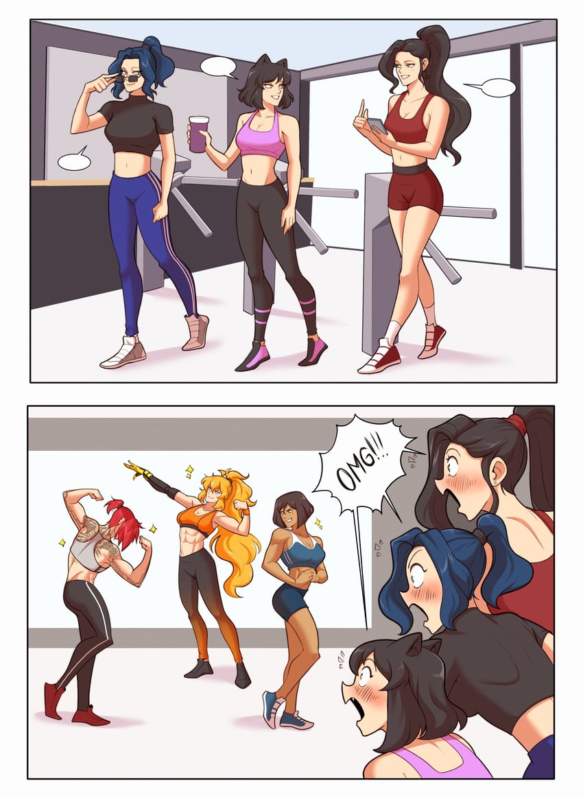 yang xiao long, blake belladonna, vi, caitlyn, korra, and 3 more (league of legends and 4 more) drawn by yellow_nicky