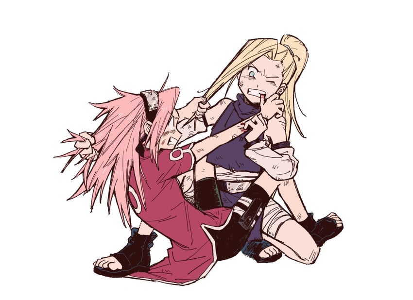haruno sakura and yamanaka ino (naruto) drawn by 79x_(ox79xo)