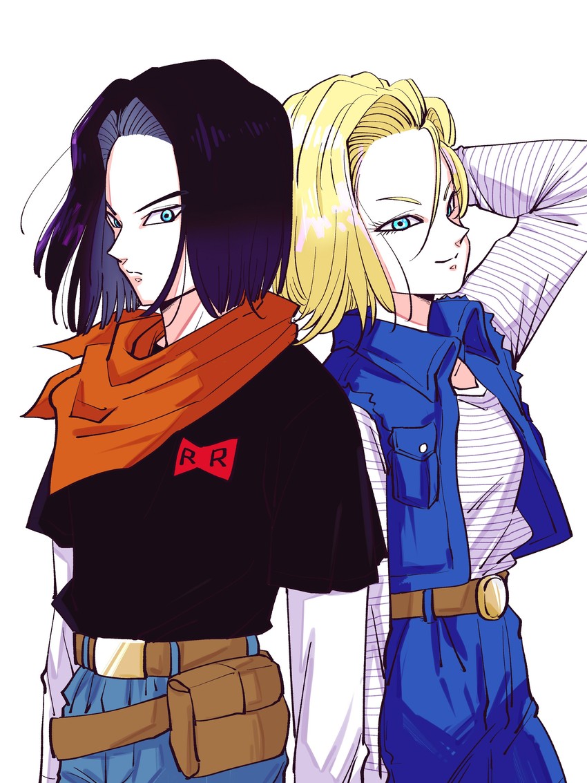 android 18 and android 17 (dragon ball and 1 more) drawn by miiko_(drops7)