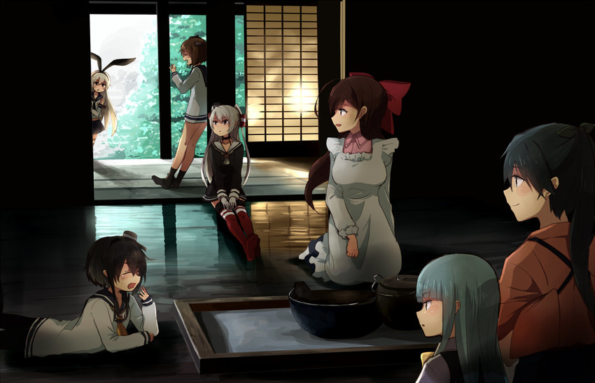 shimakaze, houshou, amatsukaze, yukikaze, tokitsukaze, and 2 more (kantai collection) drawn by annin_musou