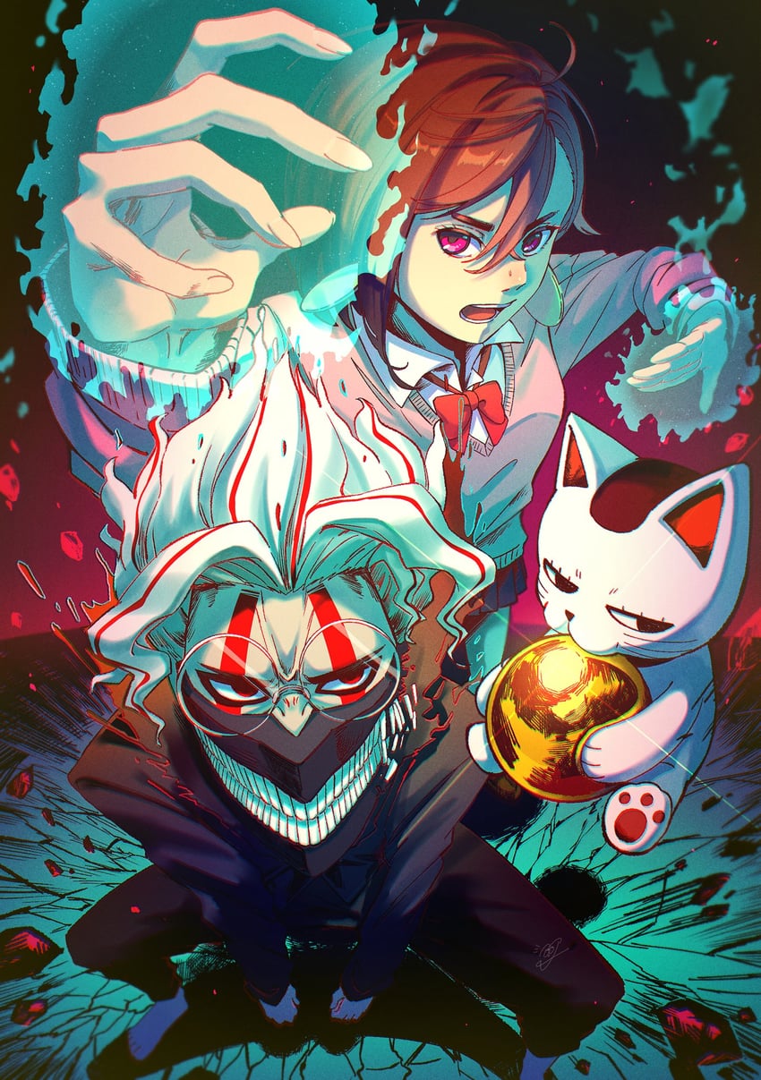 ayase momo, takakura ken, and turbo granny (dandadan) drawn by jasmineteeea