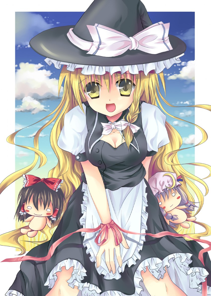 hakurei reimu, kirisame marisa, and patchouli knowledge (touhou) drawn by hanahanamaki