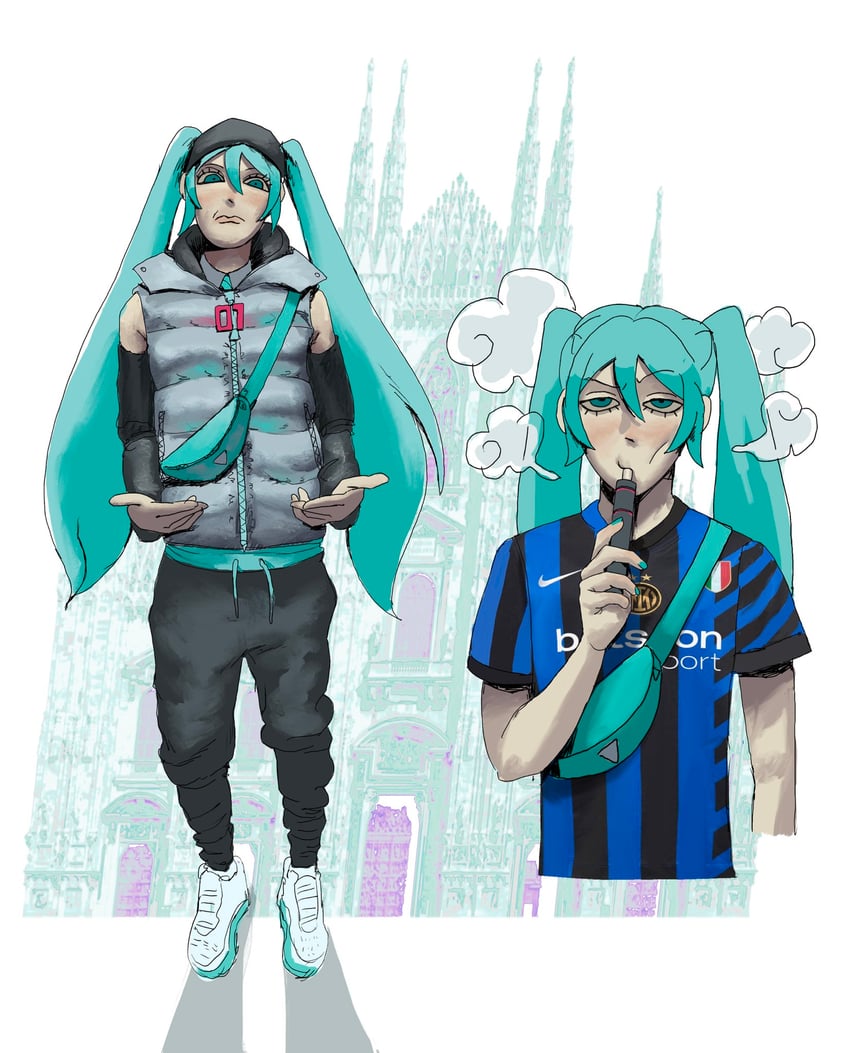 hatsune miku (vocaloid and 1 more) drawn by miurp