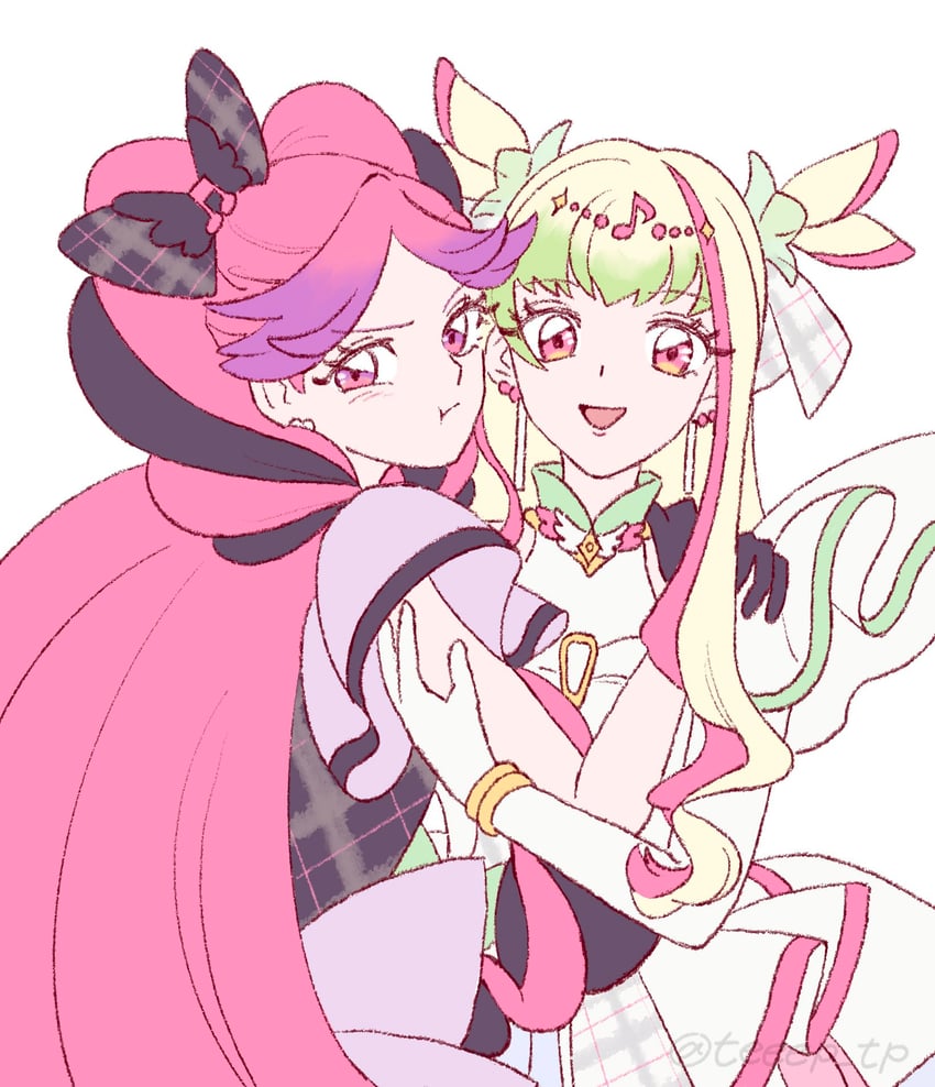 purirun, cure zukyuun, cure kiss, and meroron (precure and 1 more) drawn by teeep_tp