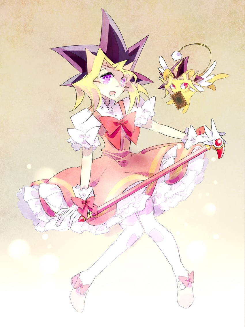 kinomoto sakura, kero, muto yugi, and yami yugi (yu-gi-oh! and 2 more) drawn by yuthie00