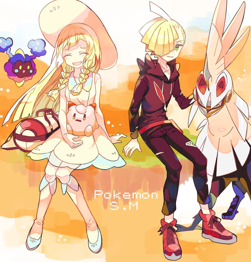 lillie, gladion, cosmog, clefairy, and silvally (pokemon and 1 more) drawn by nagatsukiariake