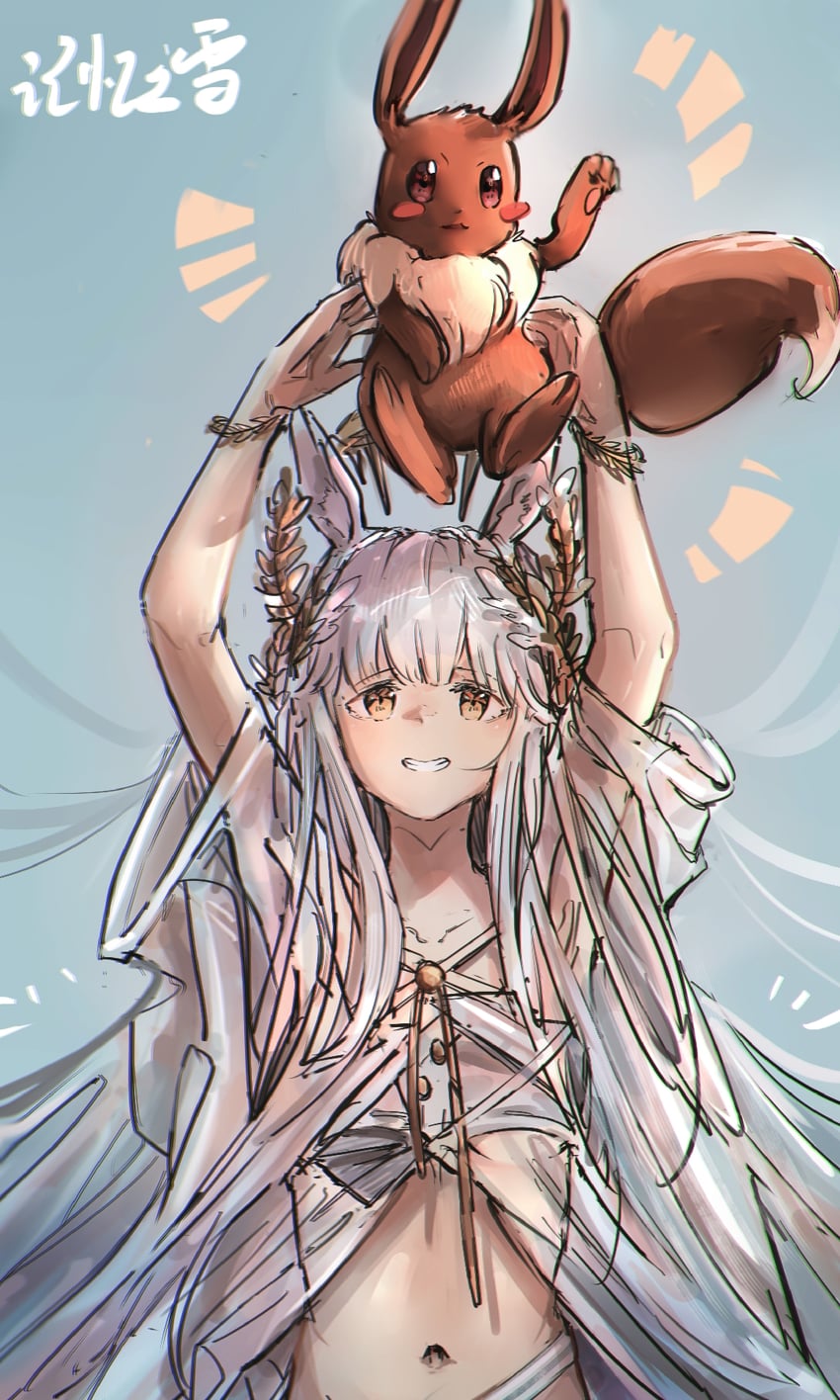 eevee and platinum (pokemon and 1 more) drawn by jiyi_zhi_xue