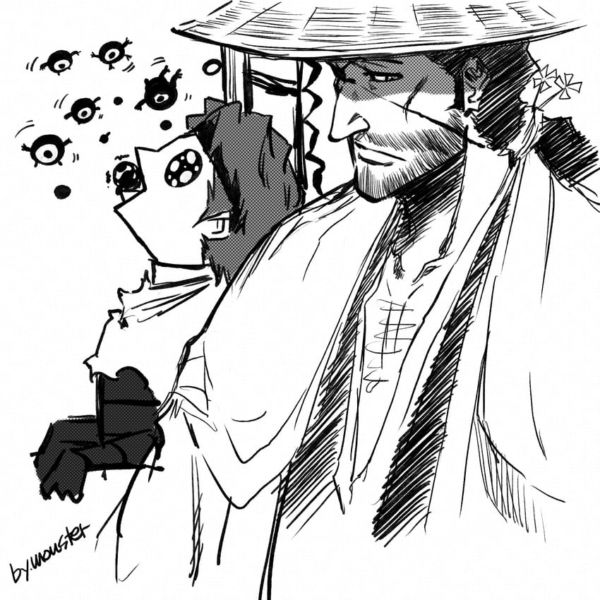 aizen sousuke and kyouraku shunsui (bleach and 1 more) drawn by monster_art_(rlawnsgr7)