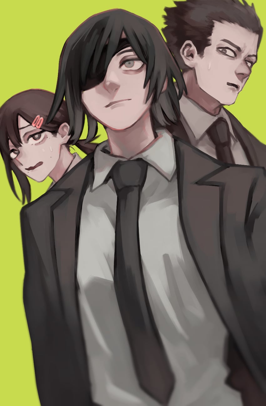 higashiyama kobeni, himeno, and hirokazu arai (chainsaw man) drawn by nakano_(2_mannaka)