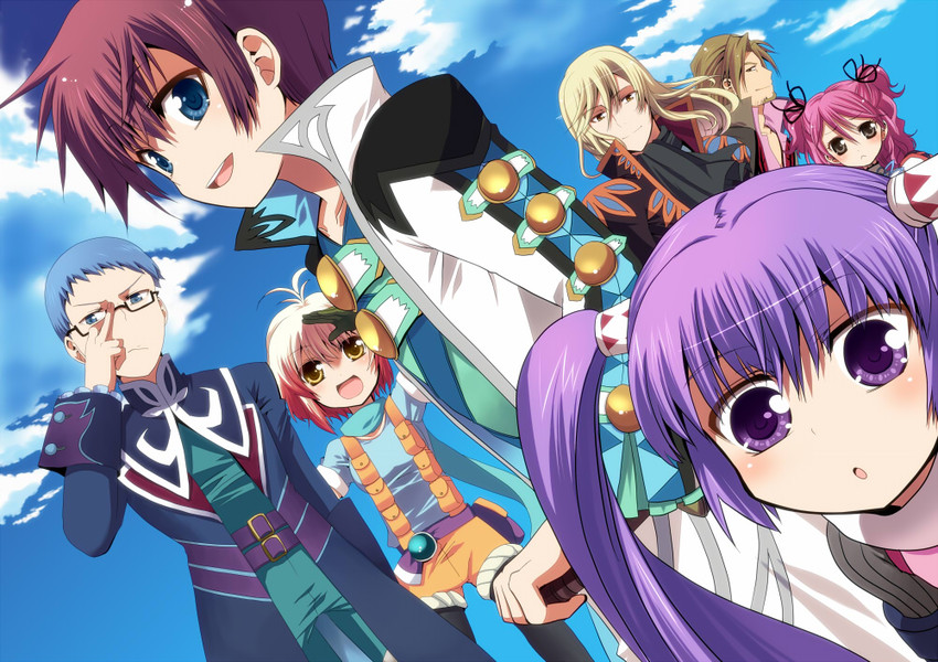 sophie, asbel lhant, cheria barnes, pascal, hubert ozwell, and 2 more (tales of and 1 more) drawn by aro